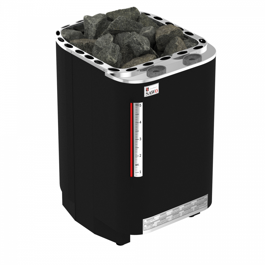 SAWO Электрическая печь Savonia напольная со встр. парогенератором, 10,5 кВт, нерж. сталь, фибропокрытие, черная, выносной пульт