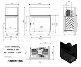 Каминная топка Amelia/P/BS