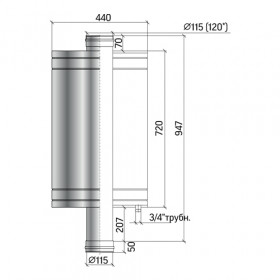 Бак печной 75л, на трубу D 115