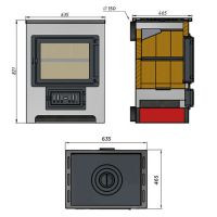 Печь-камин (Панорама) с плитой