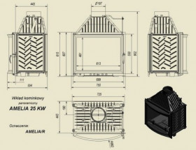 Каминная топка Amelia/R (панорама)