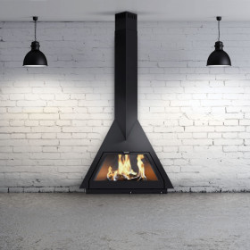 Камин Прага Три стекла NEW черный